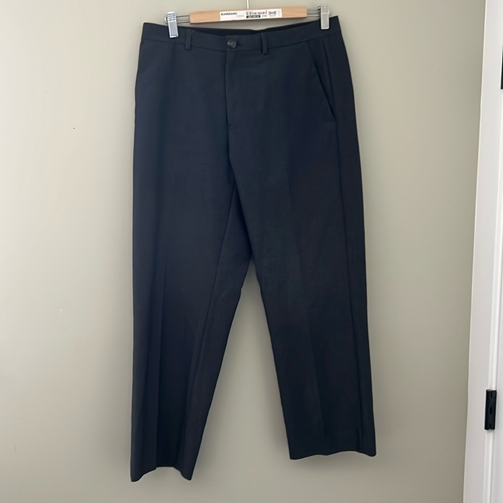 Calvin Klein Mens Dress Pants 32x30 Charcoal Gray Flat Front Trousers